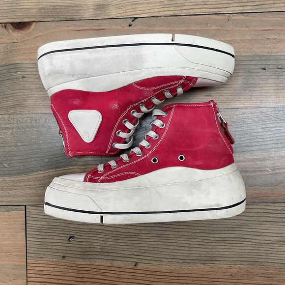 R13 KURT HIGH TOP PLATFORM SNEAKERS IN RED - Picture 5 of 10